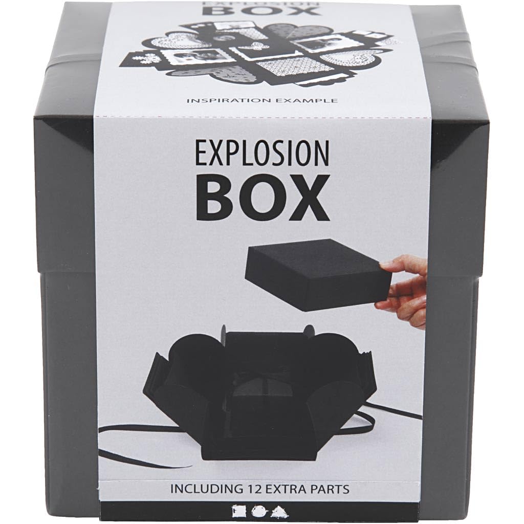 Creative 25378 Explosion Box, Size 7 cm x 7 cm x 7.5 cm + 12 cm x 12 cm x 12 cm, Black