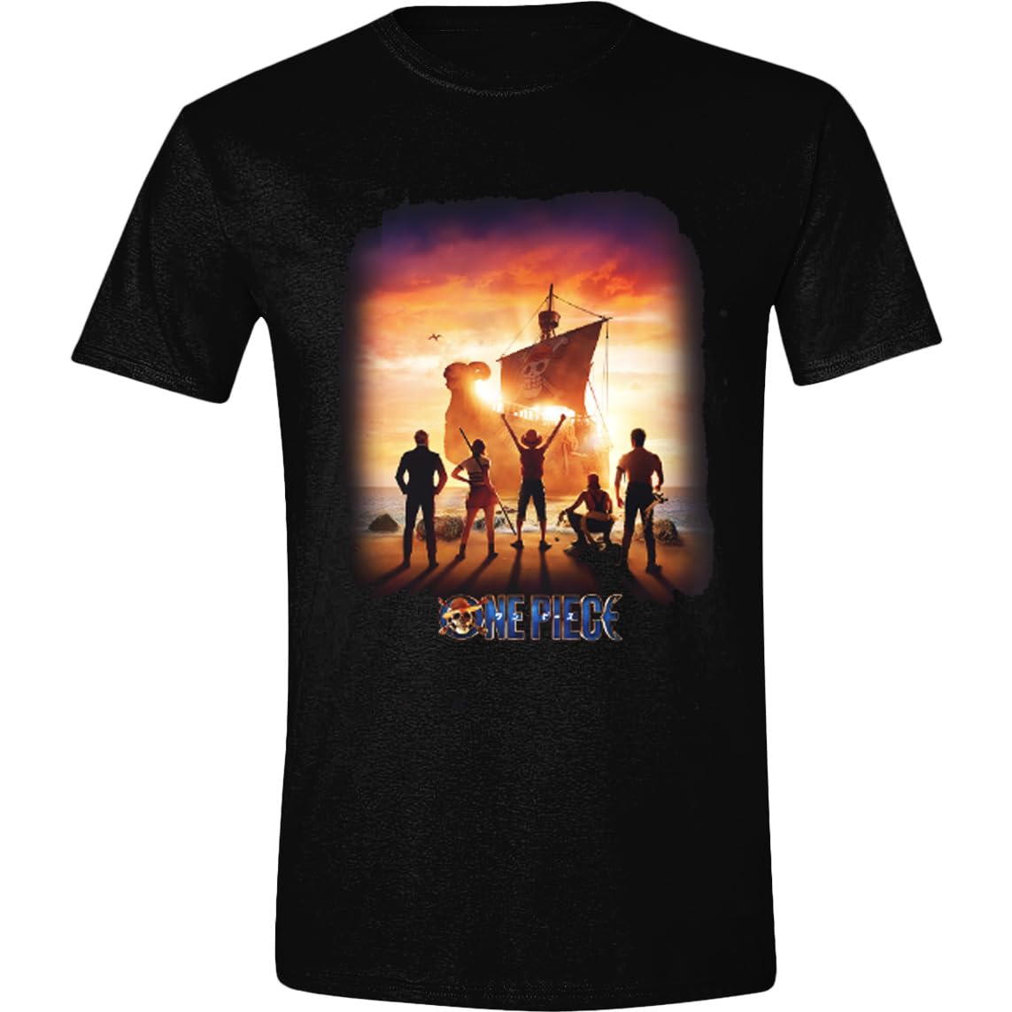 One Piece - T-shirt poster coucher de soleil XL Noir
