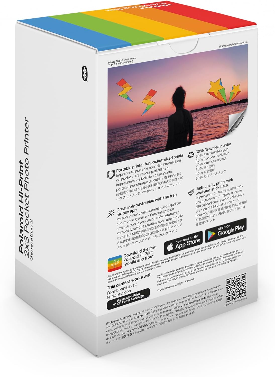 Polaroid Bundle Hi-Print+Paper - 2nd Generation - Bluetooth Connected 2x3 Pocket Photo, Dye-Sub Printer, Negro, Impresora y película