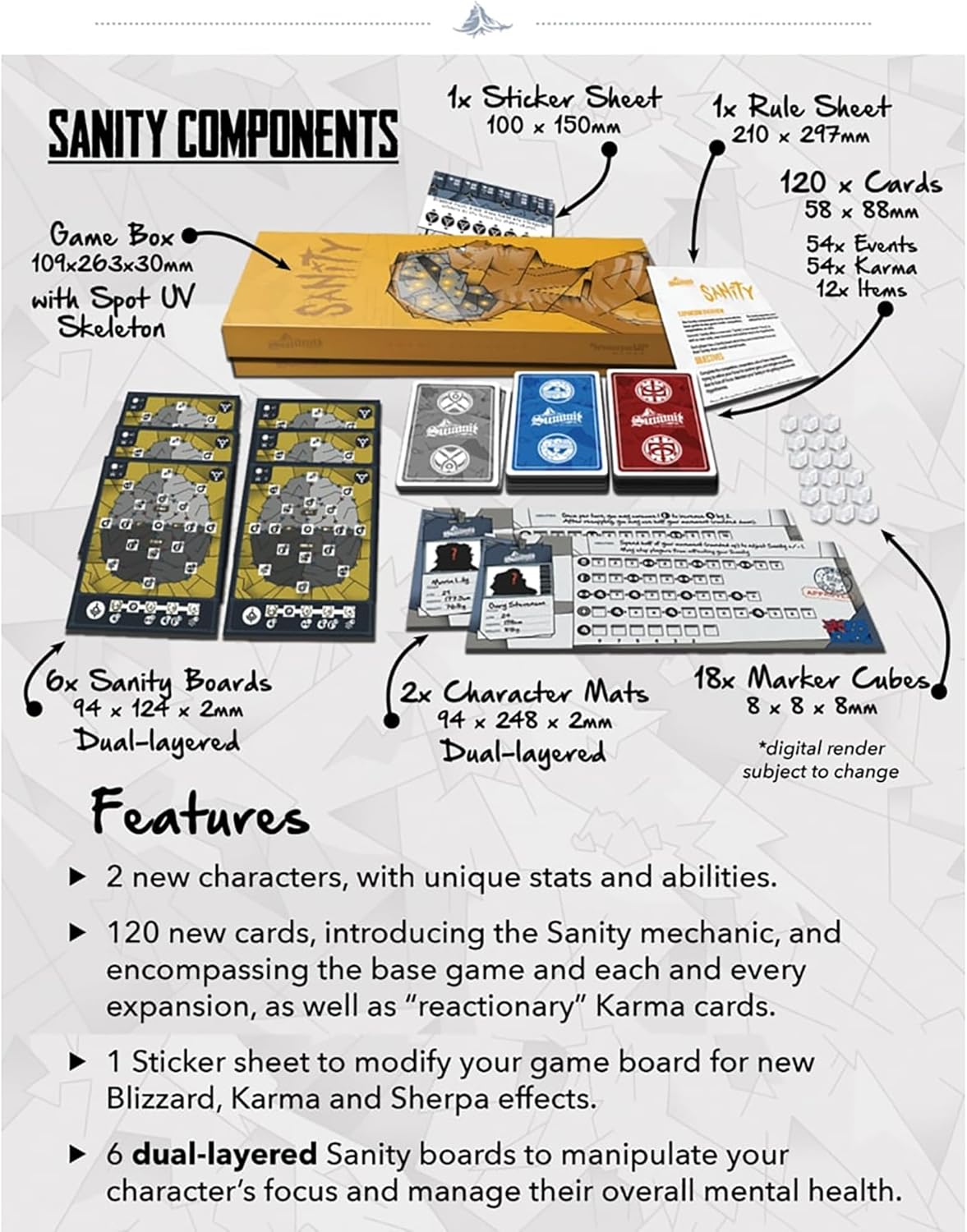 Inside Up Games: Summit: Sanity Expansion - Board Game, Survive The Worlds Deadliest Mountain, Survival & Adventure, Ages 14+, 1-6 Players, 60 Min