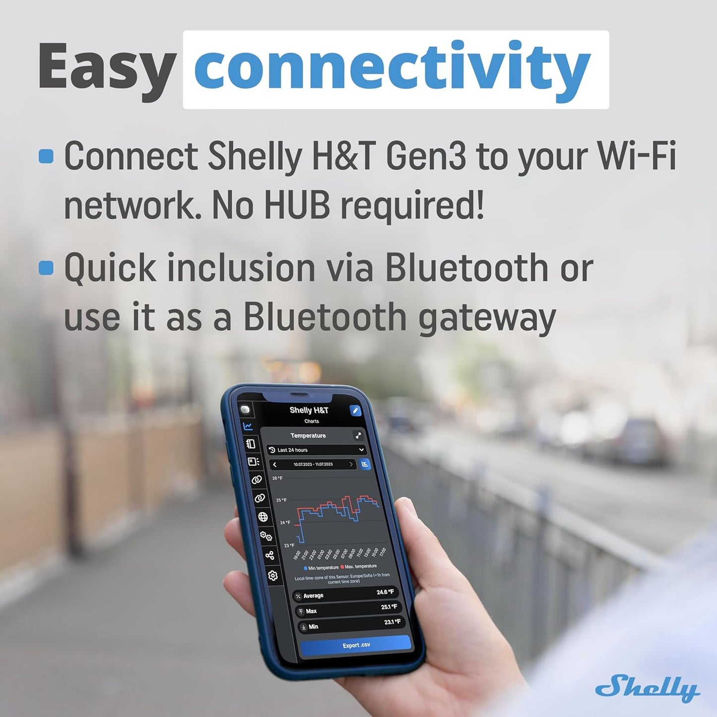 Shelly H&T Gen 3 Mocha | 2er Pack |Wi-Fi und Bluetooth Temperatur&Luftfeuchtigkeitssensor | Hausautomation | Kein Hub erforderlich | Lange Batterielebensdauer | Wandmontierbar