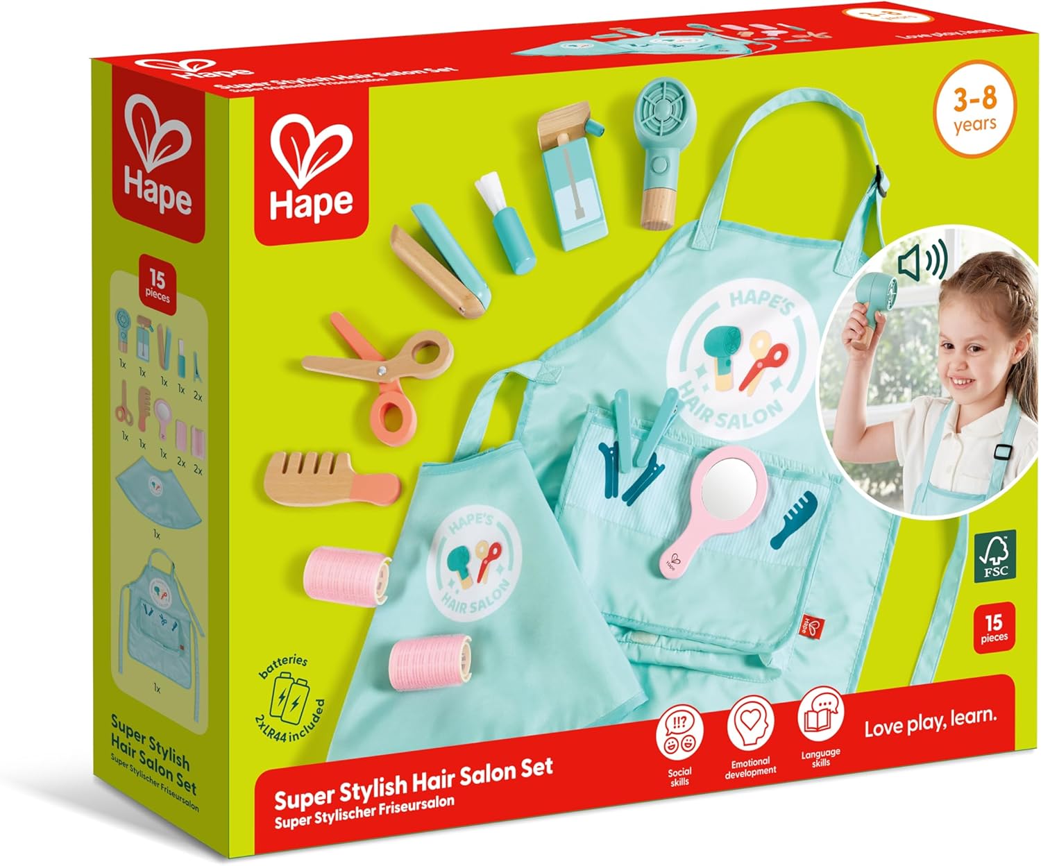 Hape Super Stylish Hair Salon Set – Imaginative Role-Play, Fine Motor Skills & Realistic Fun, Ages 3+