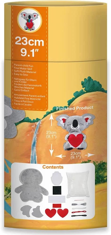 Avenir knutselset voor het maken van een pluche dier, koala-vorm, 23 cm, bevat garen, vulling en plastic naald om te breien, vanaf 6 jaar, Avenir knutselset voor je kinderen