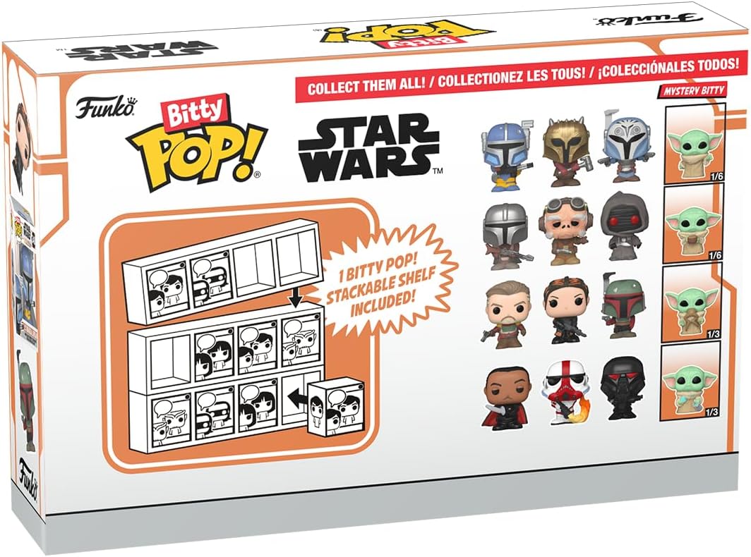 Funko Bitty POP!: Mandalorian - Cobb Vanth™, Bitty Pop! Fennec Shand™, Bitty Pop! Boba Fett™, and a mystery Bitty Pop! figure - 0.9 Inch (2.2 Cm) Collectable - Gift Idea - Cake Topper