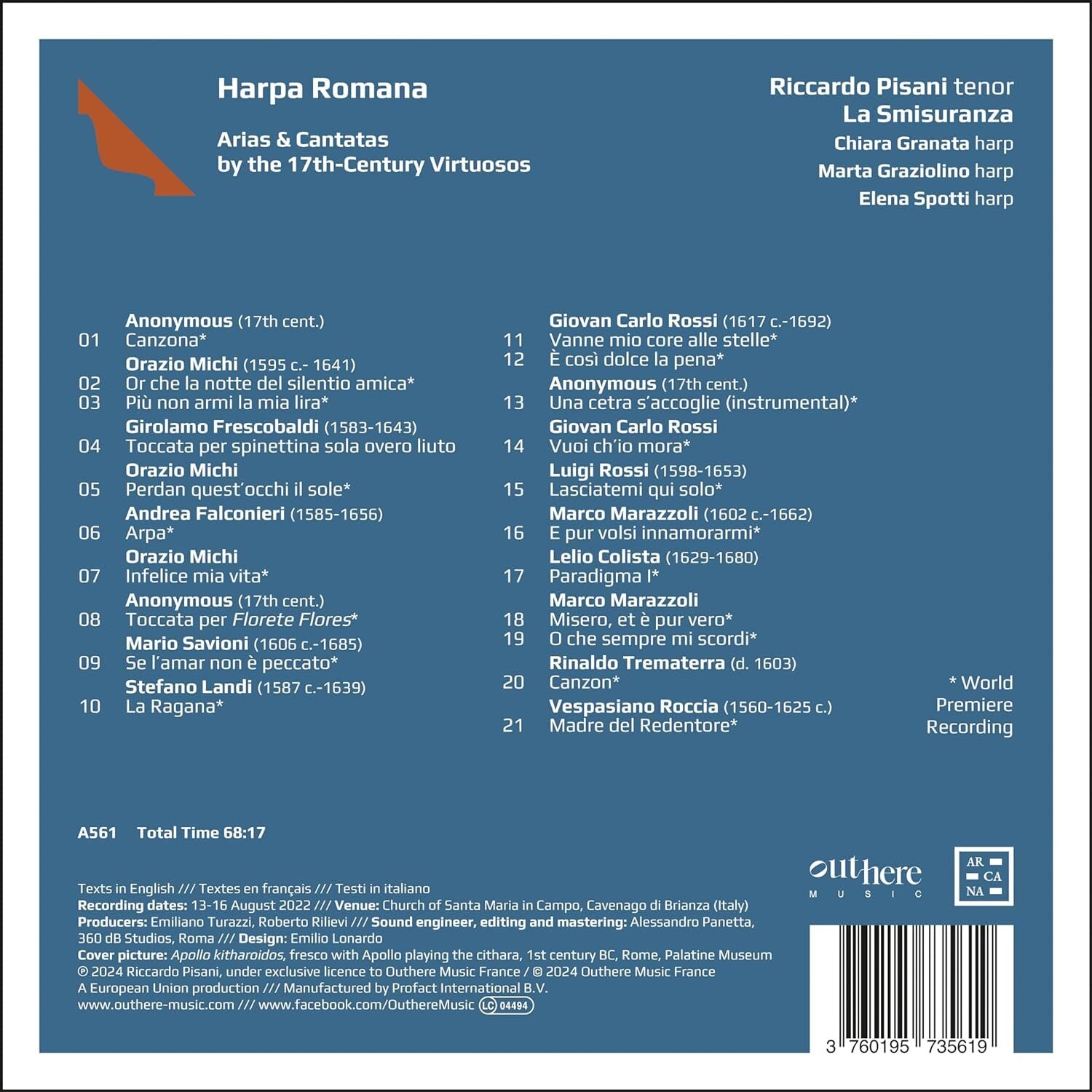 Harpa Romana: Arias & Cantatas By the 17th-century Virtuosos