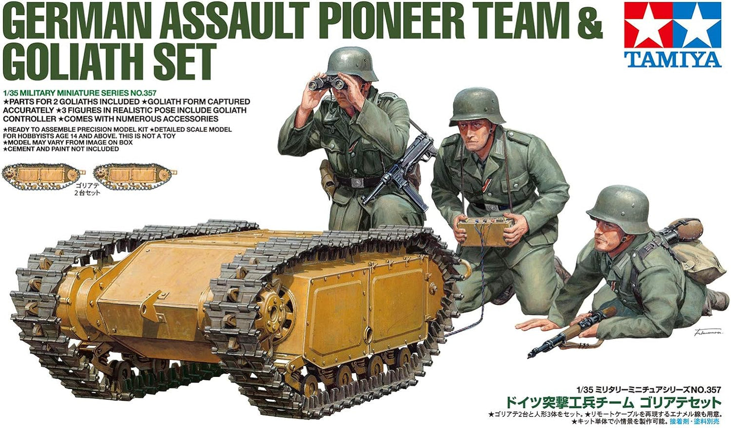 TAMIYA 300035357 Militär 1:35 Dt. Pioneer & Goliath Set (3+2