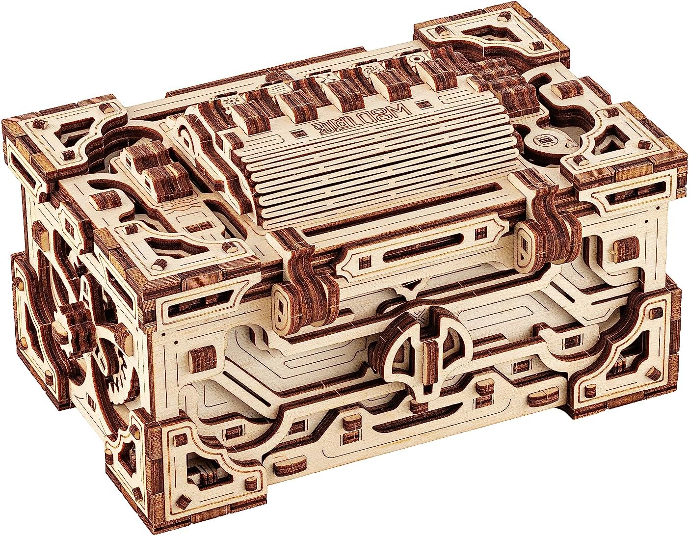 Wood Trick Enigma Chest Lock Box Wooden 3D Puzzles for Adults and Kids to Build - Engineering DIY Project Mechanical Model Kits for Adults Wooden Models