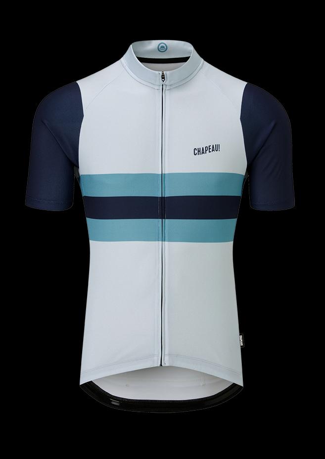 Chapeau! Mens Tempo Jersey Block Stripe Devon Sky/Deep Ocean XXL