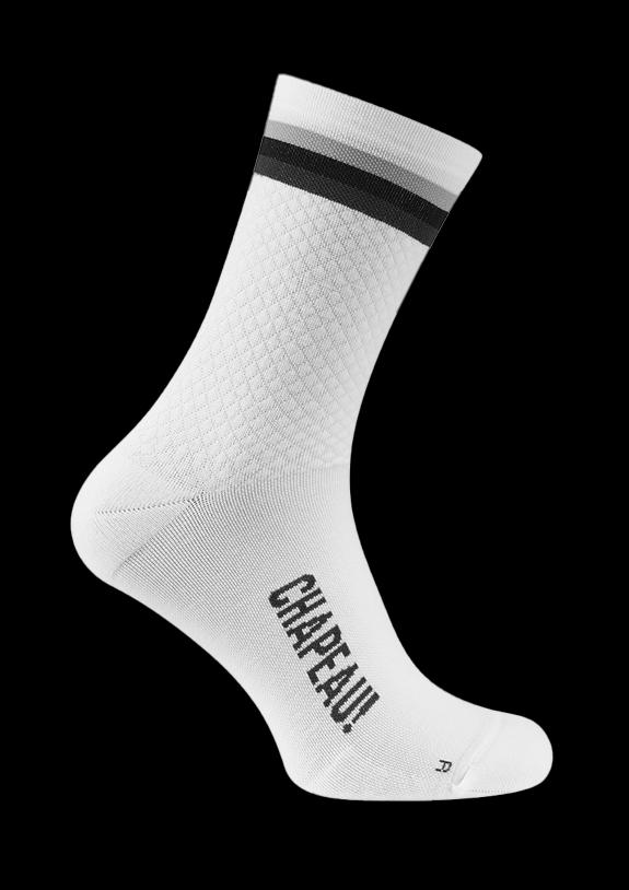 Chapeau! Merino Socks, Hoop Stripe, Tall 16cm, White, 44-47