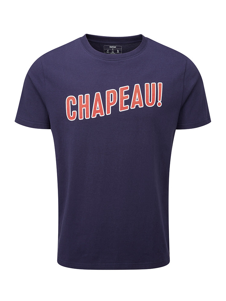 Chapeau! Mens Wordmark Organic Cotton T-Shirt Deep Ocean XL