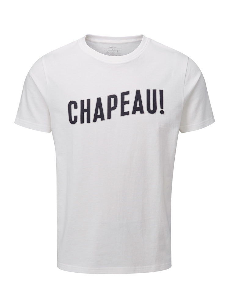 Chapeau! Mens Wordmark Organic Cotton T-Shirt Vintage White Large