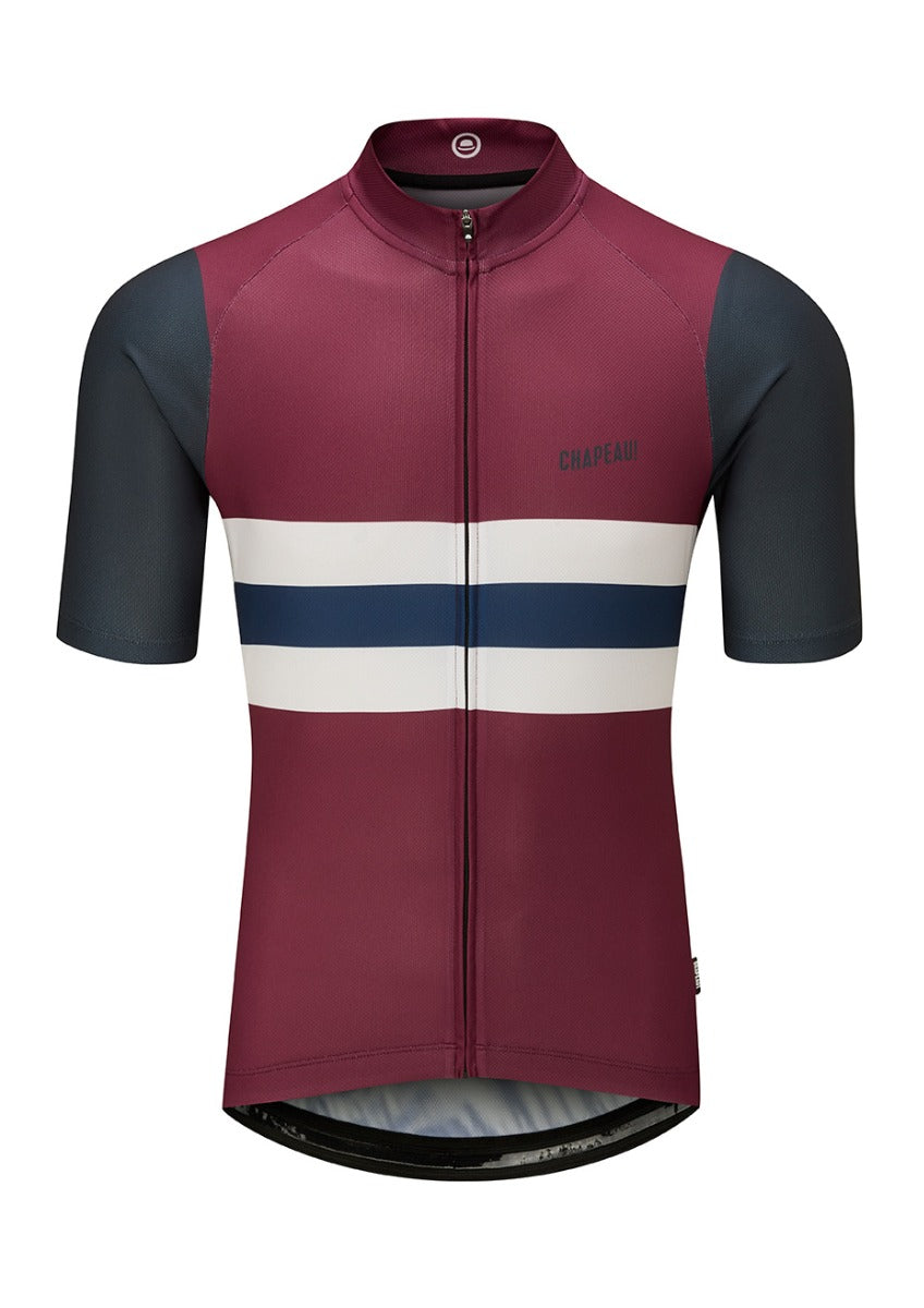 Chapeau! Mens Tempo Jersey Block Stripe Wine/Midnight Small