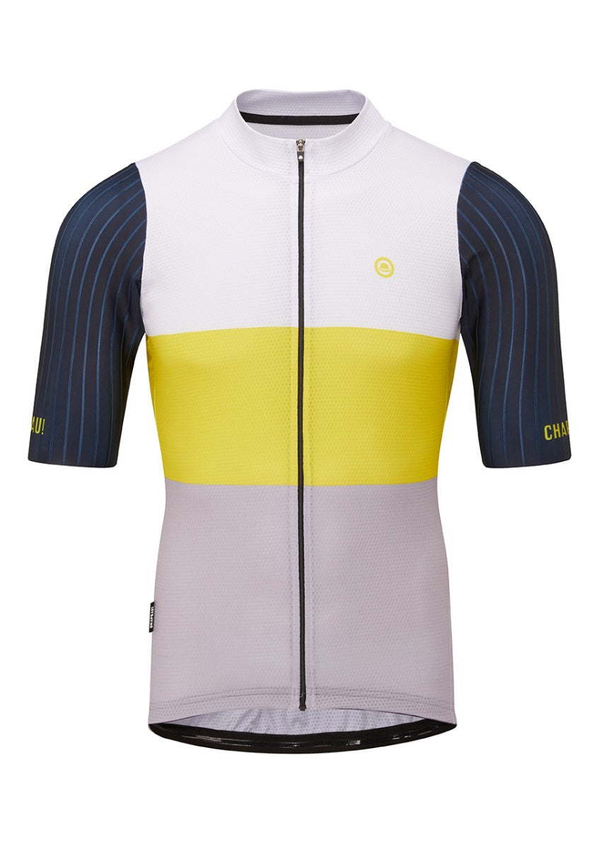 Chapeau! Mens Club Jersey PRO Colour Block Midnight/Jaune Medium