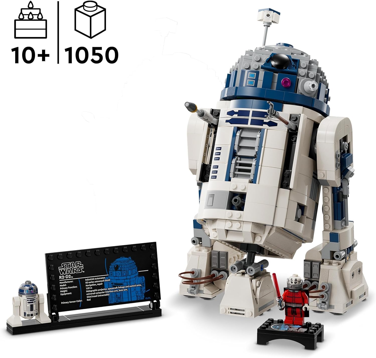 LEGO Star Wars R2-D2, Modell-Set für Kinder, Jungen & Mädchen, baubare Spielzeug-Droidenfigur mit 25. Jahrestag Darth Malek Minifigur und Dekoration Plakette, Sammlerstück Geschenkidee 75379