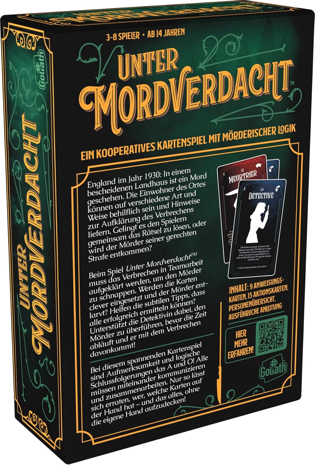 Goliath Unter Mordverdacht, Kartenspiel ab 14 Jahren, Krimispiel für 3 bis 8 Spieler