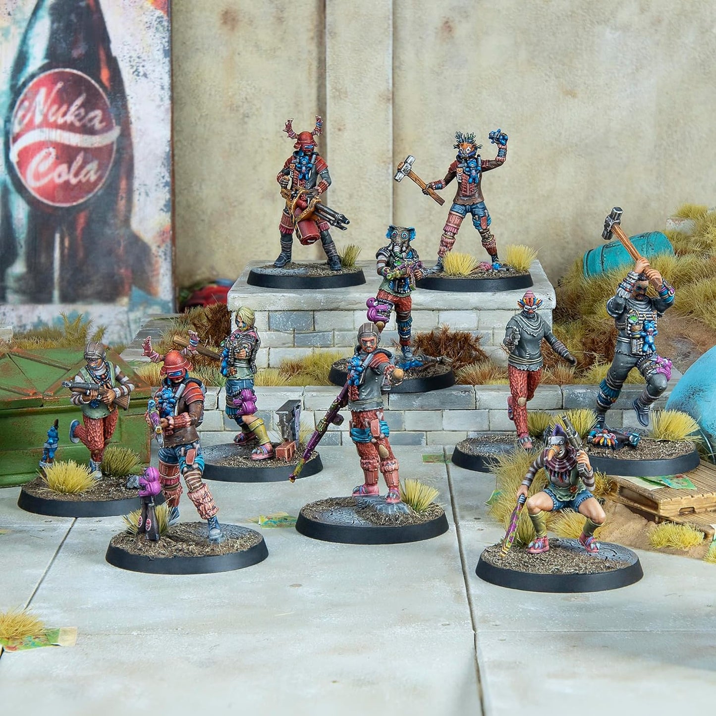 Modiphius Entertainment: Fallout Wasteland Warfare: Raiders - The Pack - 10 Unpainted Figures, Nuka World Wave, Miniatures Also Compatible w/Factions