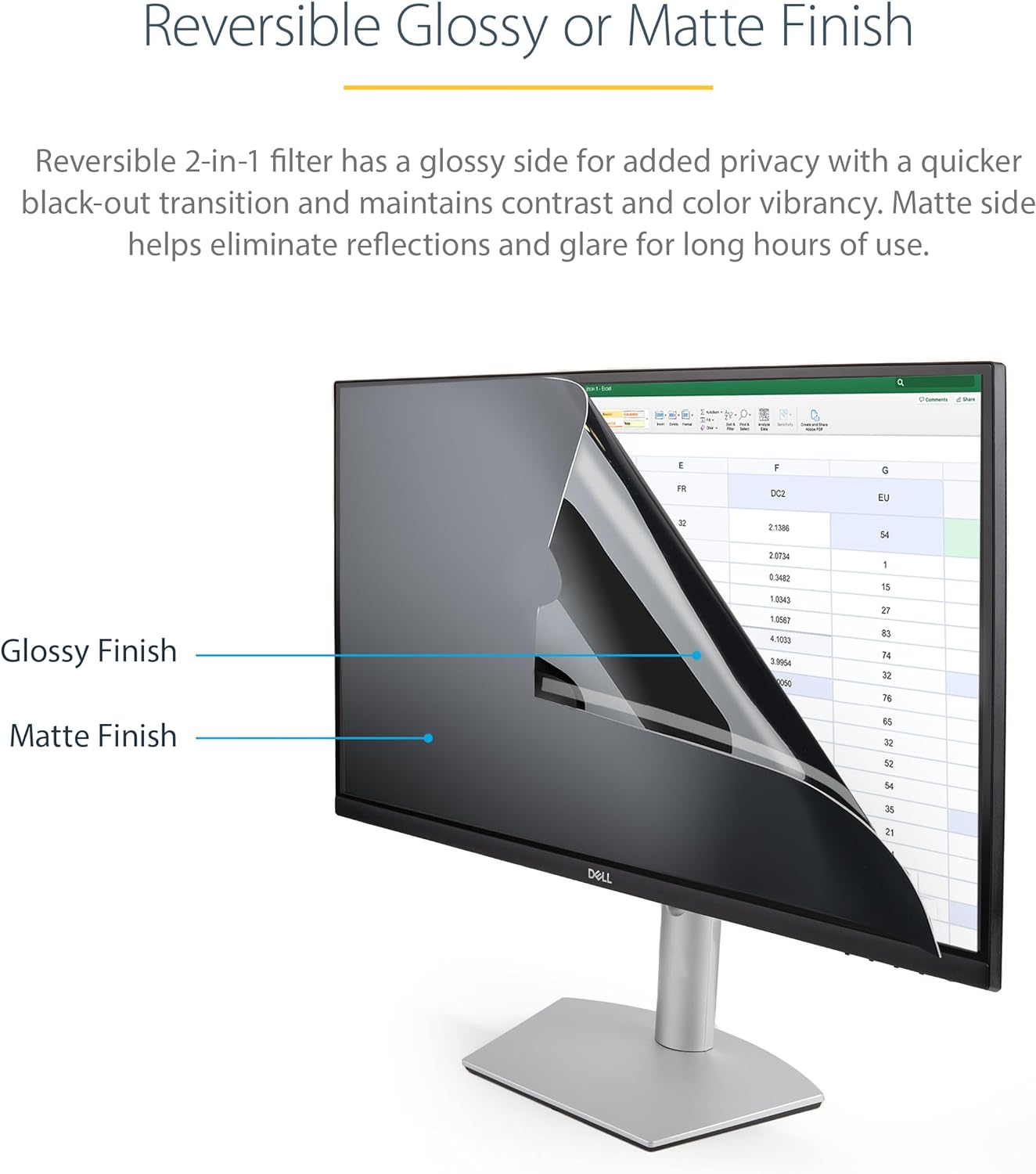 Startech.Com Monitor Privacy Screen For 23 Inch Pc Display, Computer Screen Security Filter, Blue Light Reducing Screen