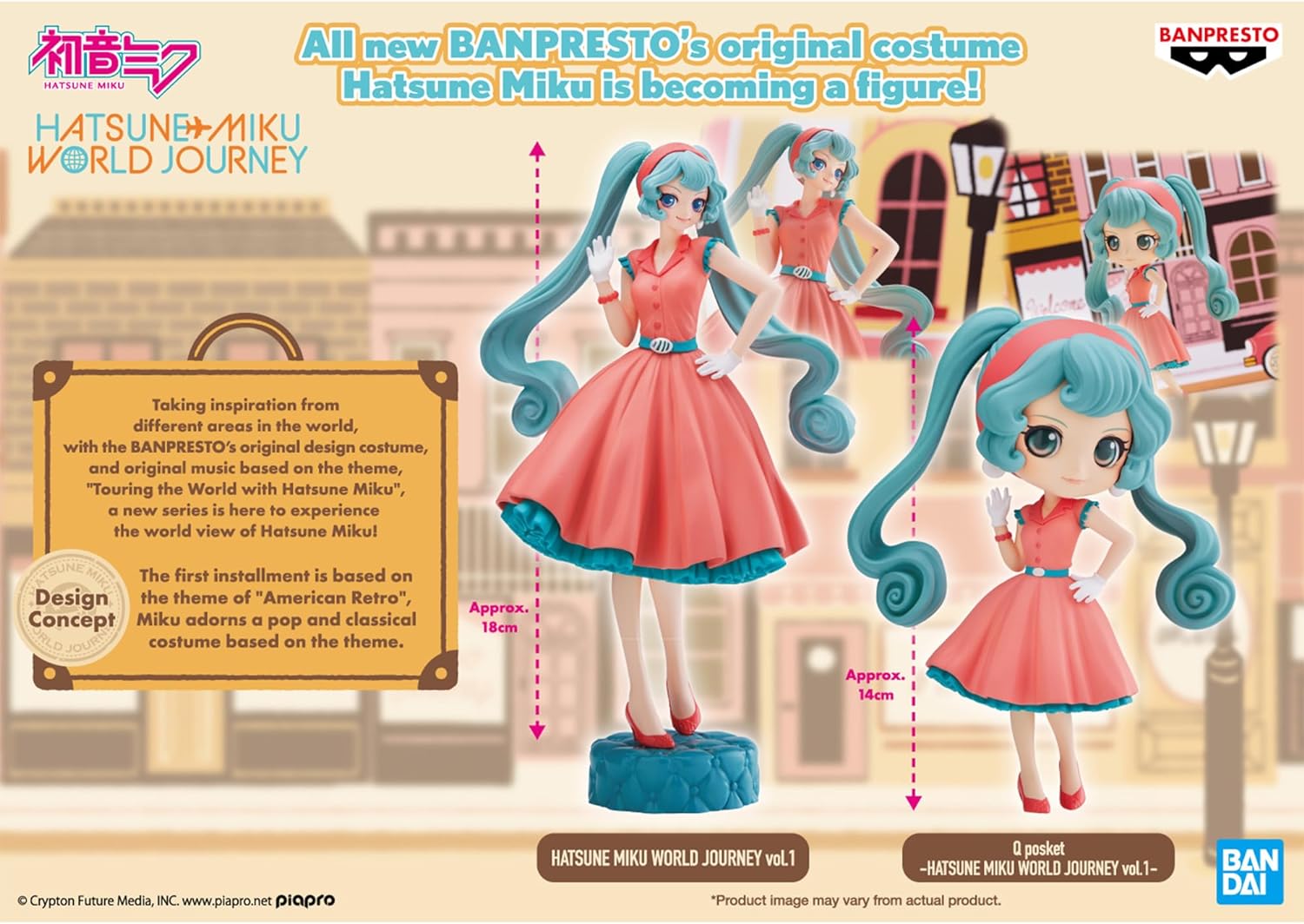 Hatsune Miku World Journey Vol.1 Statue 18cm, Banpresto BP88648P Hatsune Miku, World Journey Vol.1 Actionfigur, 18 cm, mehrfarbig, Banpresto - Hatsune Miku - World Journey Vol.1 Statue