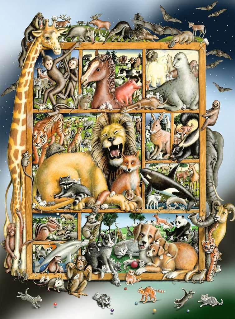 Ravensburger Kinderpuzzle - 12000862 Tiere im Regal - 100 Teile XXL Puzzle für Kinder ab 6 Jahren