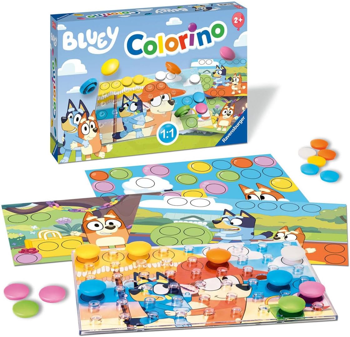 Ravensburger 22684 Bluey Colorino - Farb-Steckspiel für Kinder ab 2 Jahre, Klassiker zum Farbenlernen mit den Serienhelden der beliebten Vorschulserie