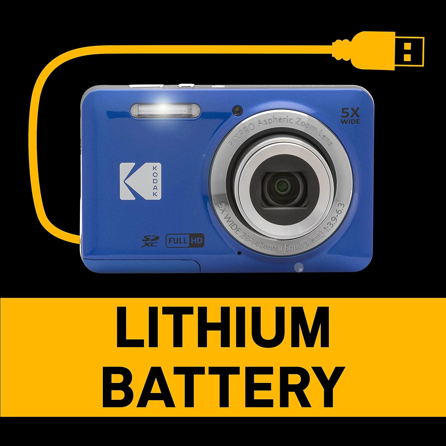 KODAK PIXPRO FZ55-BL 16MP Digitale Camera 5X Optische Zoom 28mm Groothoek 1080P Full HD Video 2,7 inch LCD Vlogging Camera (Blauw