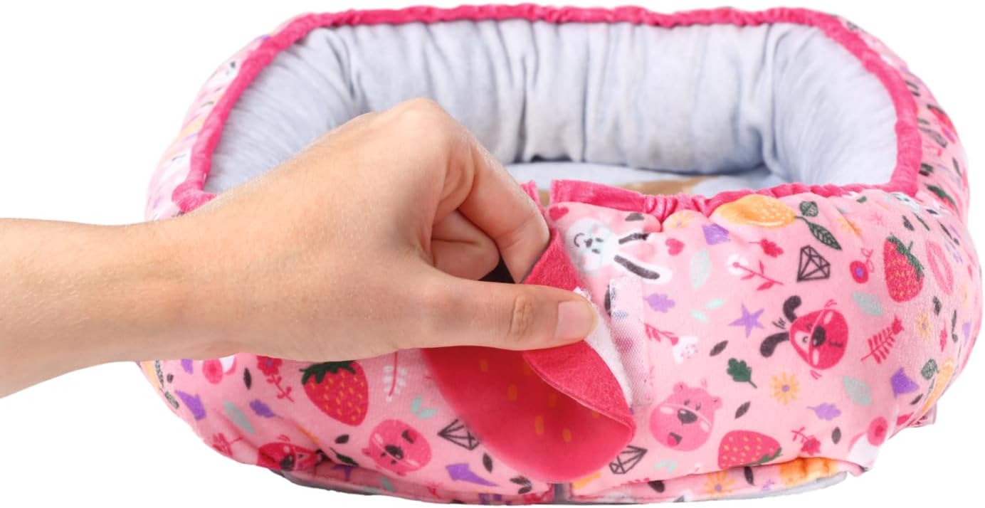 BABY born Baby Nest 835821 - Reversible Baby Nest with Soft Padded Edges for Dolls up to 43cm - Features Berry and Bear Design - Great for Sofa, Floor, and Nursery - Suitable for Children from 3 Years