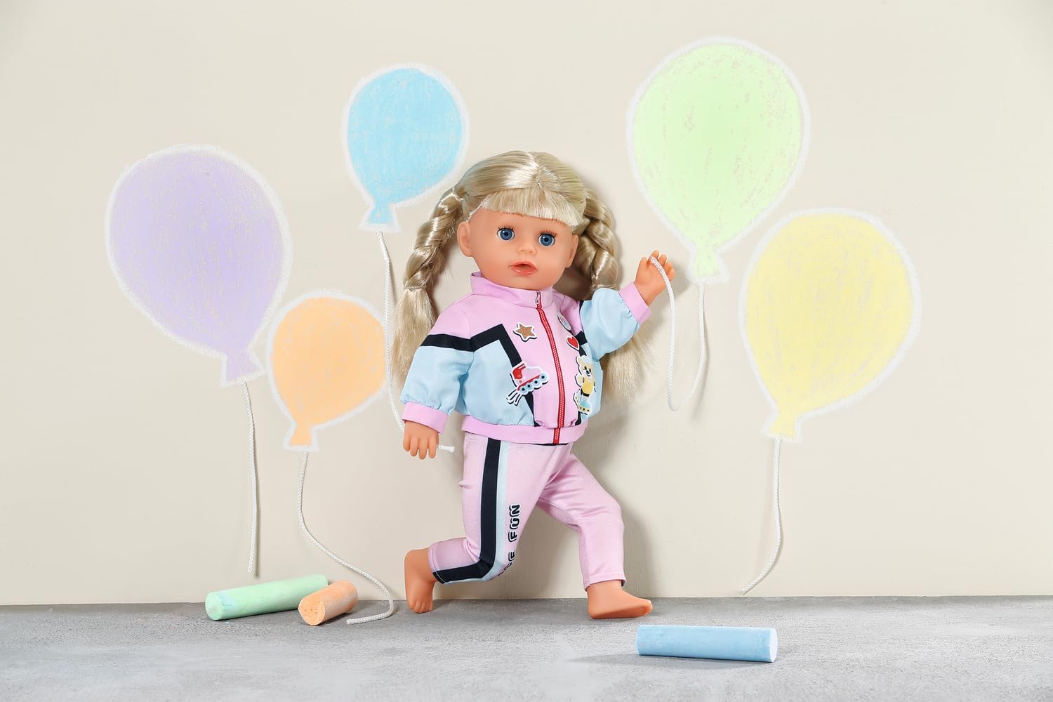 BABY born Little Jogging Suit 836347 - Two-Piece Suit with Matching Trousers, Jacket, and Hanger for 36cm Dolls - Easy for Kids to Dress Independently - Suitable for Children from 1 Years Old