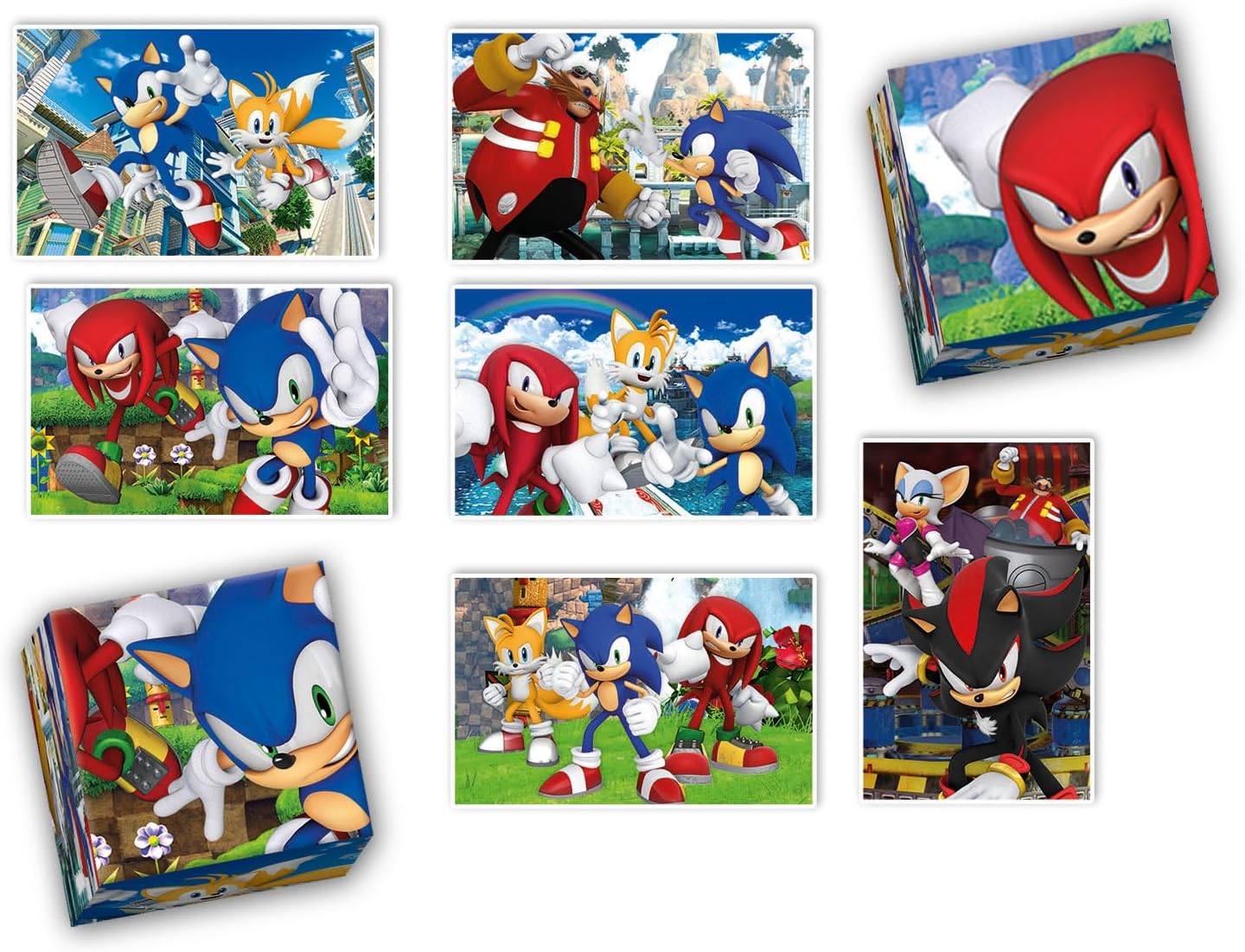 Clementoni Educational Game Edukit 4 in 1 Sonic (Jigsaw Children Puzzle 30 Pieces and 48 Pieces, 6 Cubes, 1 Memo), Game For Children 3-5 Years, Gift For Boy/Girl, Cartoon, Made In Italy, 18318