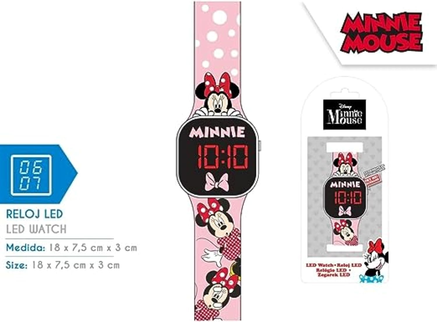 Kids Licensing - Reloj Digital LED para Niñas con Personajes Tiene Funciones de Hora, Fecha y Correa Ajustable