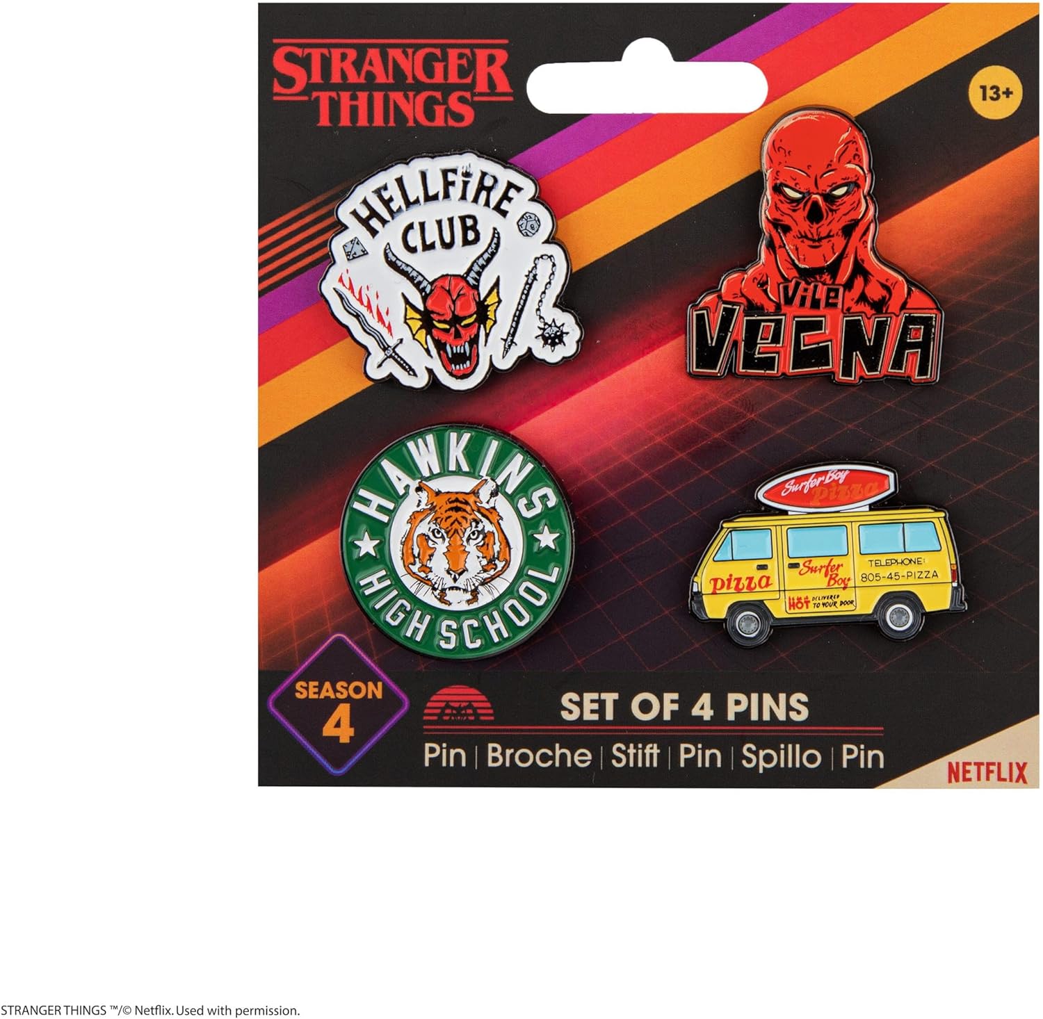 Stranger Things Pack 4 pin's Season 4