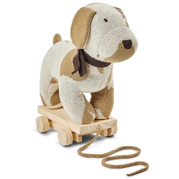 Smallstuff - Pull Along Dog, offwhite/nature