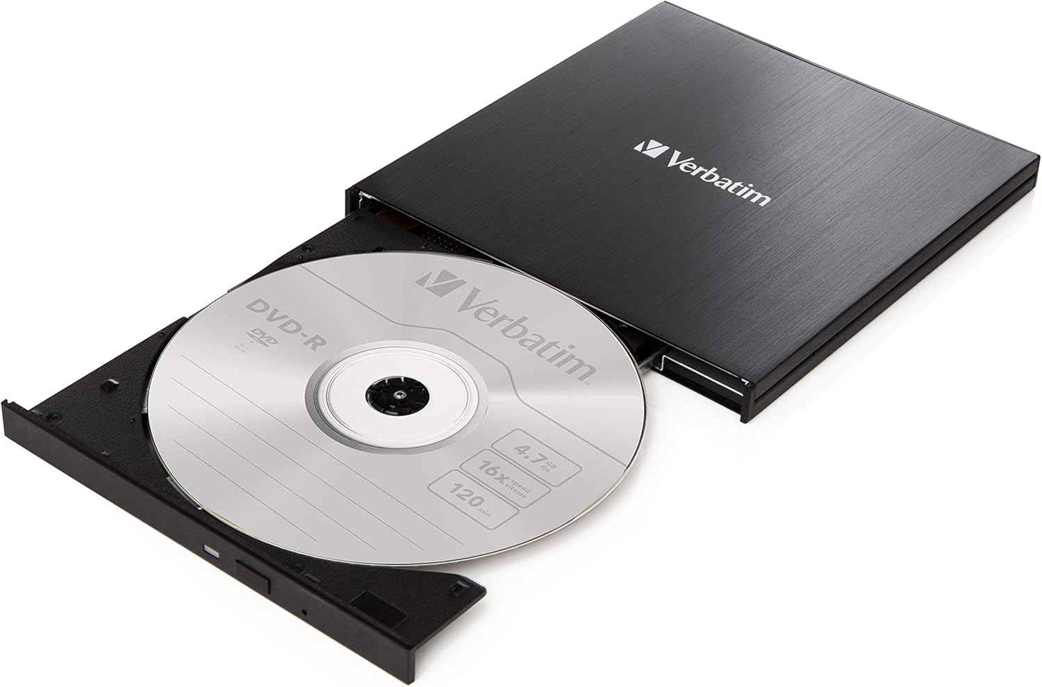 Verbatim Lettore CD/Dvd Esterno Slimline - USB 3.2 Gen1 con Porta USB-C con Cavo USB-C a USB-A e Design Compatto da Viaggio, in Metallo Spazzolato