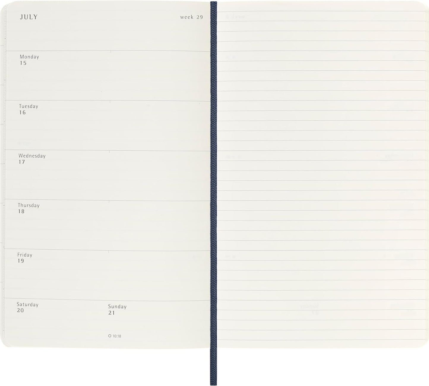Moleskine Weekly Planner 2024-2025, Weekly Planner 18 Months 2025, With Space For Notes, With Soft Cover And Elastic Closure, Large Format 13 x 21 cm, Color