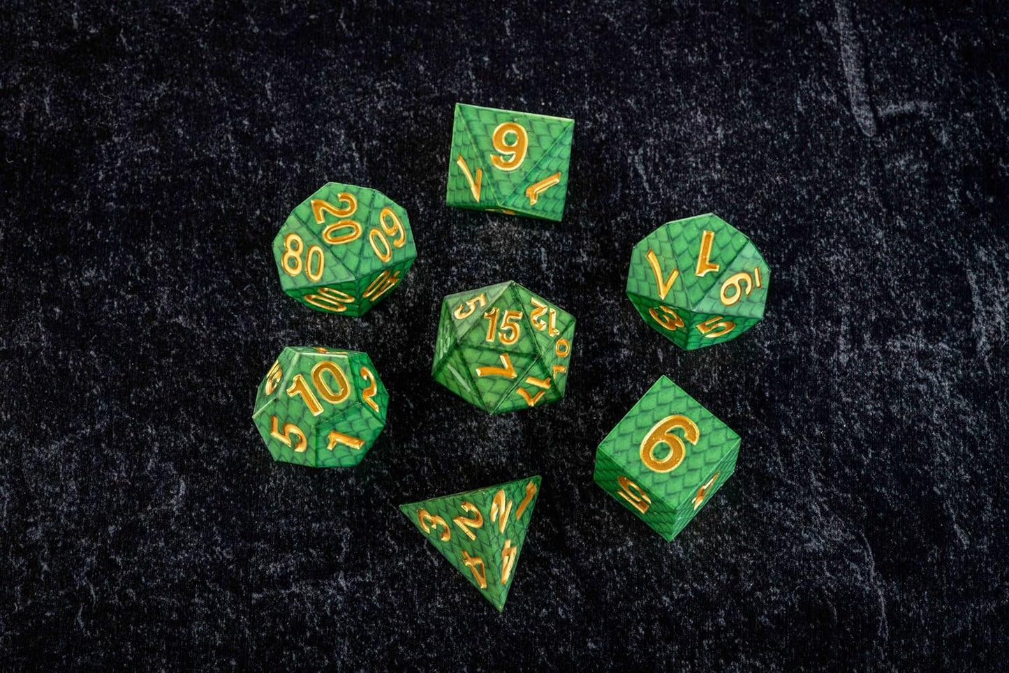 FanRoll by Metallic Dice Games Dragon StormTM Silicone Dice Set: Green Dragon Scales