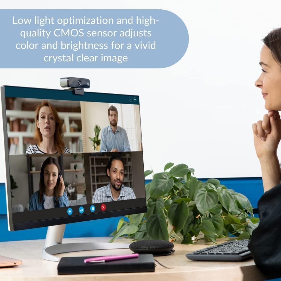 Zoom Certified, Boom Mini 1080P Full HD Webcam, USB Plug&Play, Dual Noise Canceling Mics, 4K Glass Lens, 90-Degree Wide Angle, Light Correction, Video Calling, Streaming, PC/Mac/Laptop/MacBook/Tablet