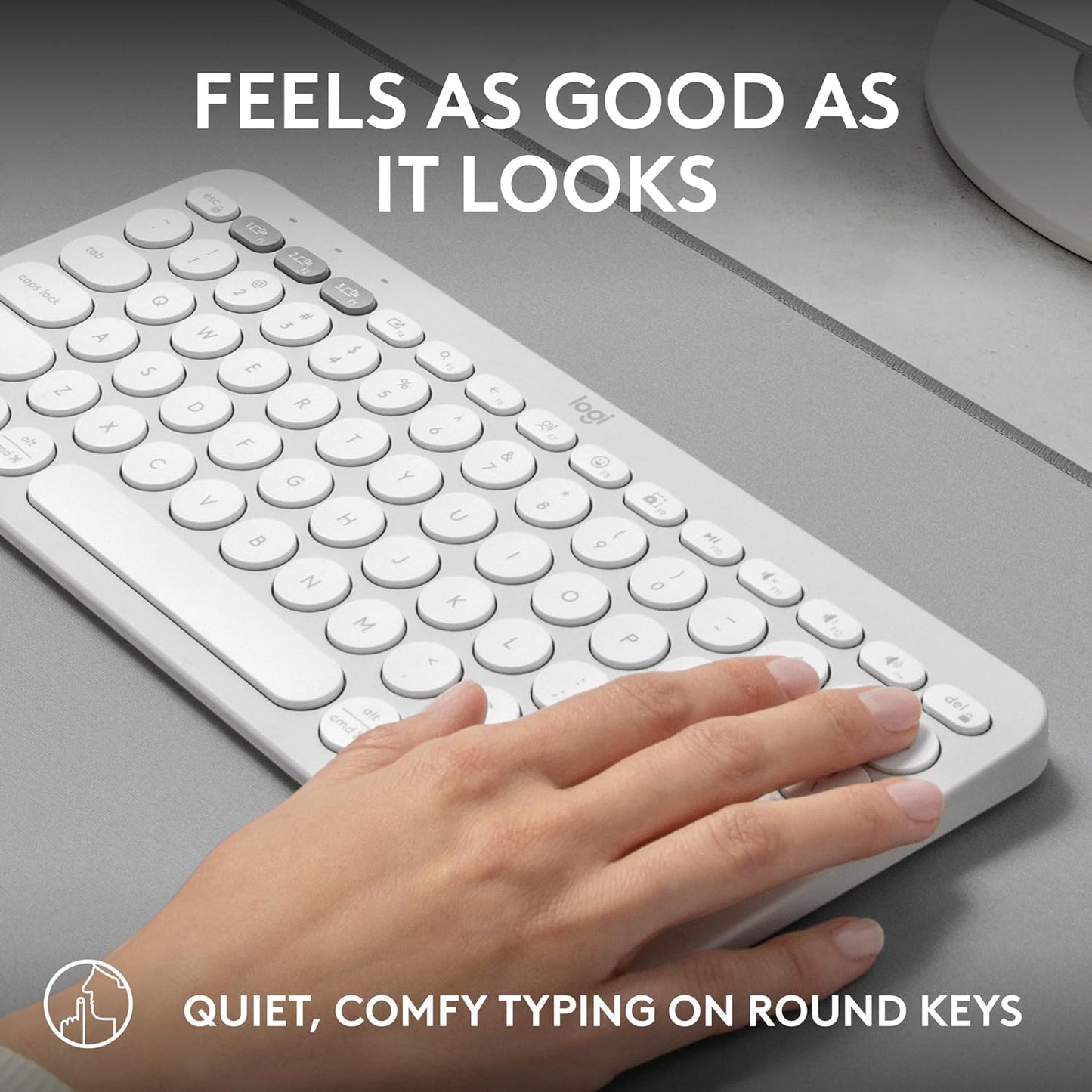 Logitech Pebble Keys 2 K380s, Multi-Device Bluetooth Wireless Keyboard with Customisable Shortcuts,Slim and Portable, Easy-Switch for Windows/macOS/iPadOS/Android/Chrome OS, QWERTY UK Layout, White
