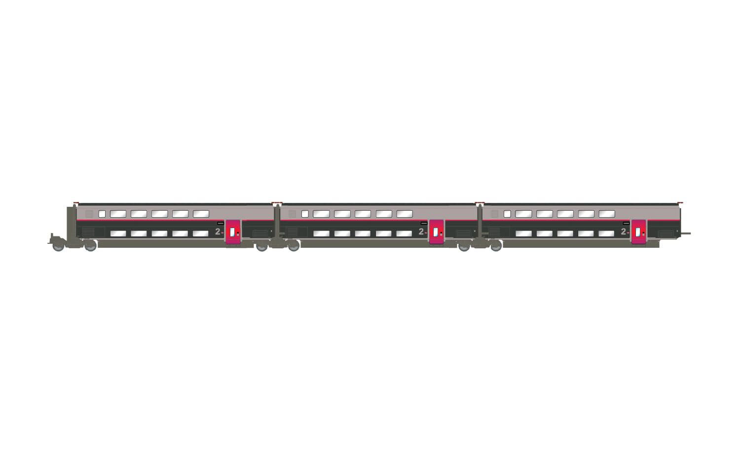Jouef HJ3017 TGV Duplex Carmillon 3-Einheiten-Paket Zwischenwagen (3 x 2. Klasse), ep. VI Rolling Stock - Coaches