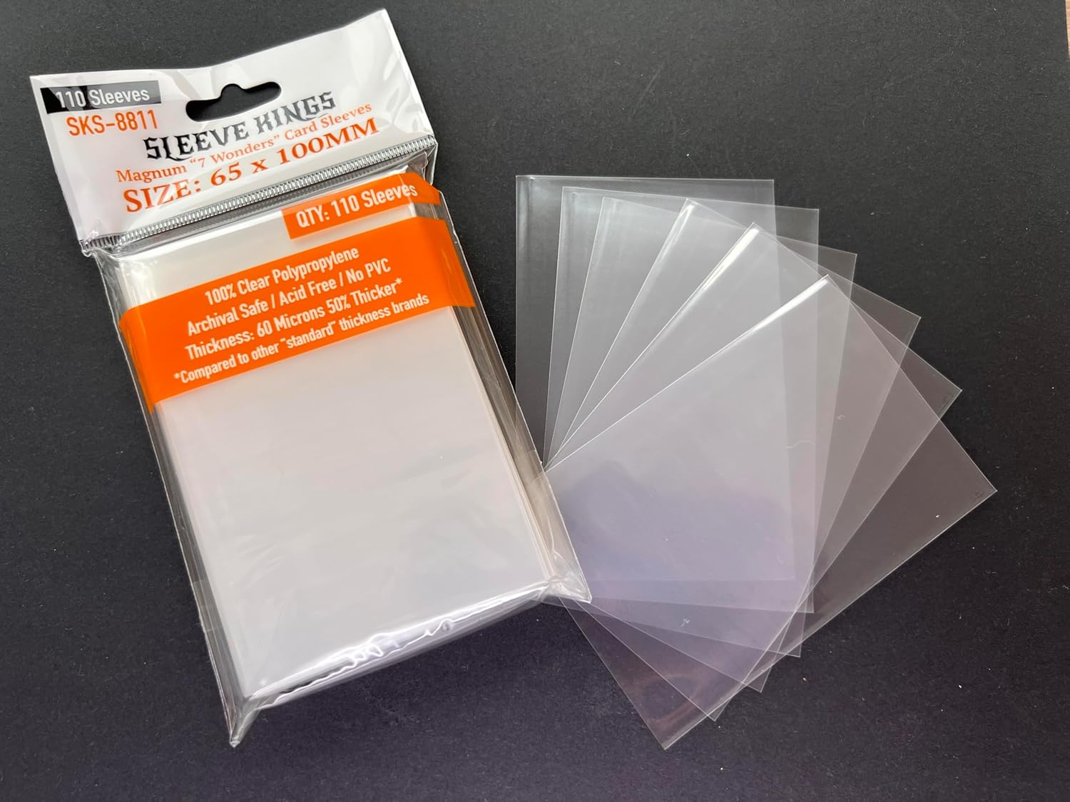 Sleeve Kings Magnum 7 Wonders 65 x 100mm 60 Micron Card Sleeves (Pack of 110