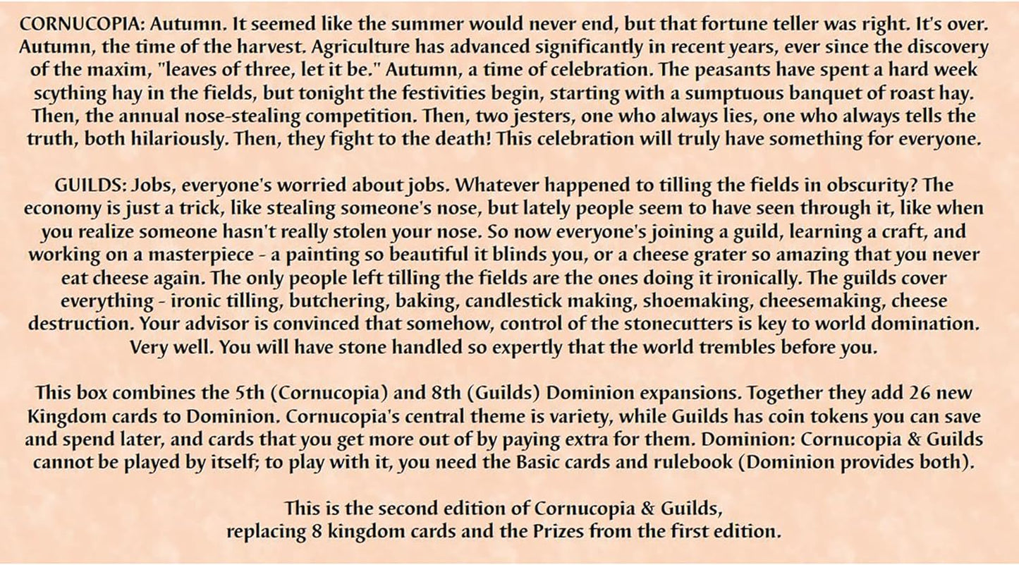 Rio Grande Games: Dominion Cornucopia & Guilds - Update Pack - New 2nd Edition Cards Only, Expansion Pack to Update 1st Edition to 2nd Edition