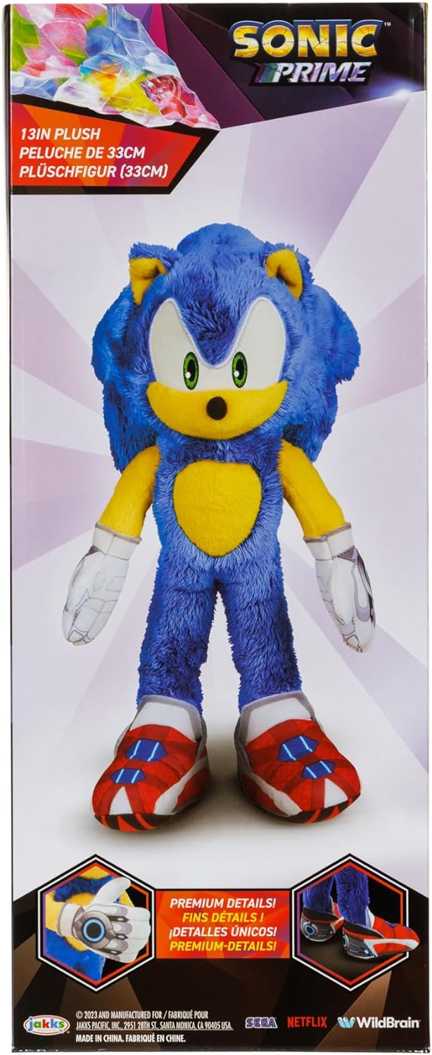 Sonic Prime Sonic The Hedgehog 13” / 33 cm Plush Figure Doll Stuffed Animal With Super Soft Touch. Perfect Cuddle Buddy For All Fans For Any Age!