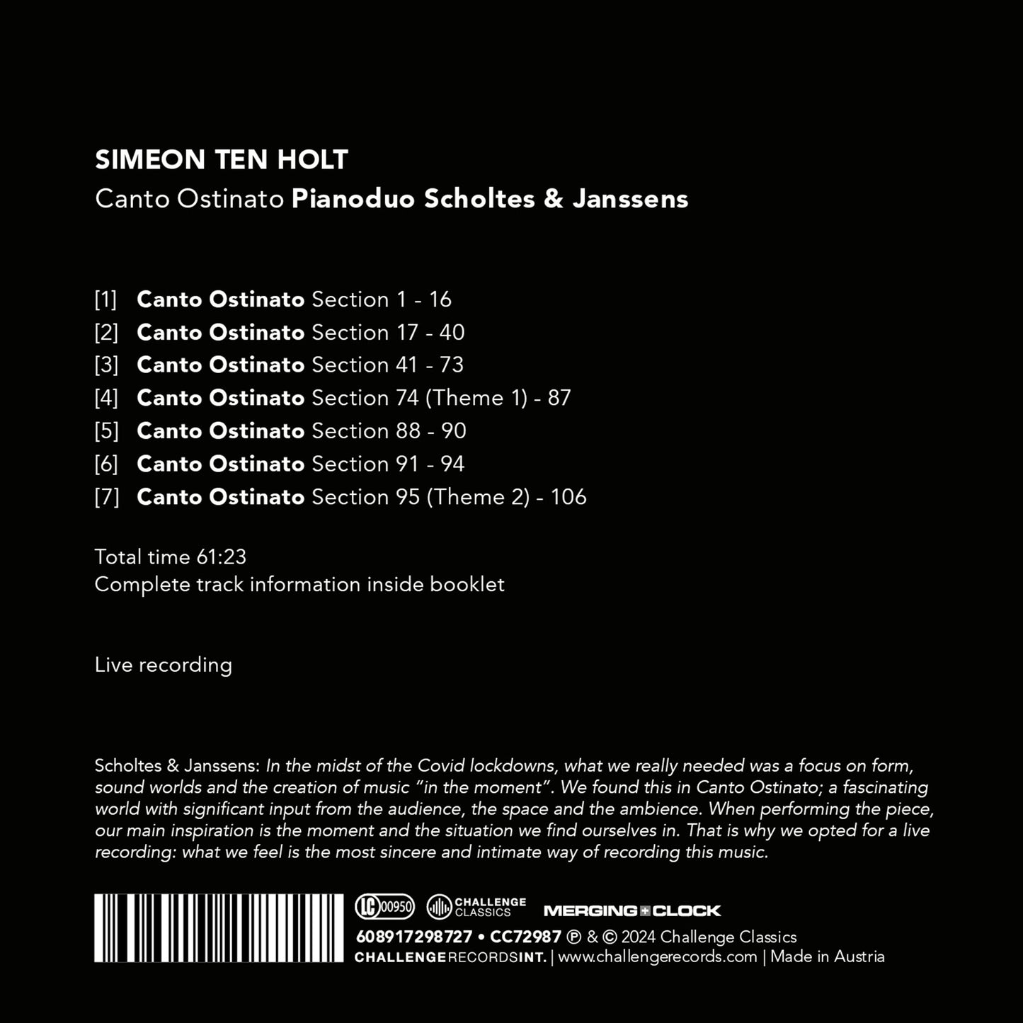 Simeon Ten Holt: Canto Ostinato