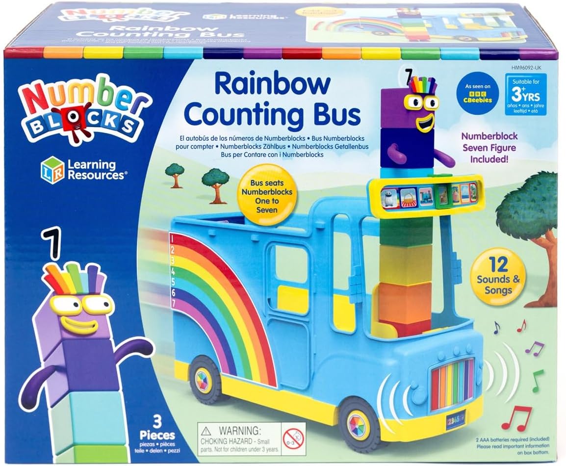 Learning Resources Numberblocks Rainbow Counting Bus, Ages 3+, Interactive Numberblocks Bus Toy Playset with Collectable Seven Figure Included, Plays 12 Songs and Sounds, CBeebies Toys