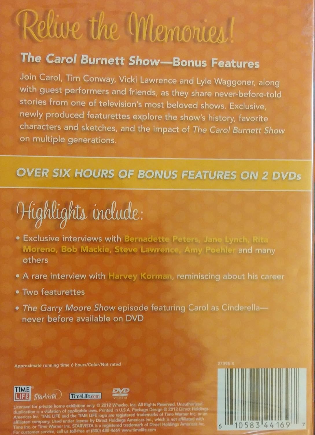 The Carol Burnett Show, Exclusive Bonus Features, over 6 hours of Bonus Features on 2 DVDs