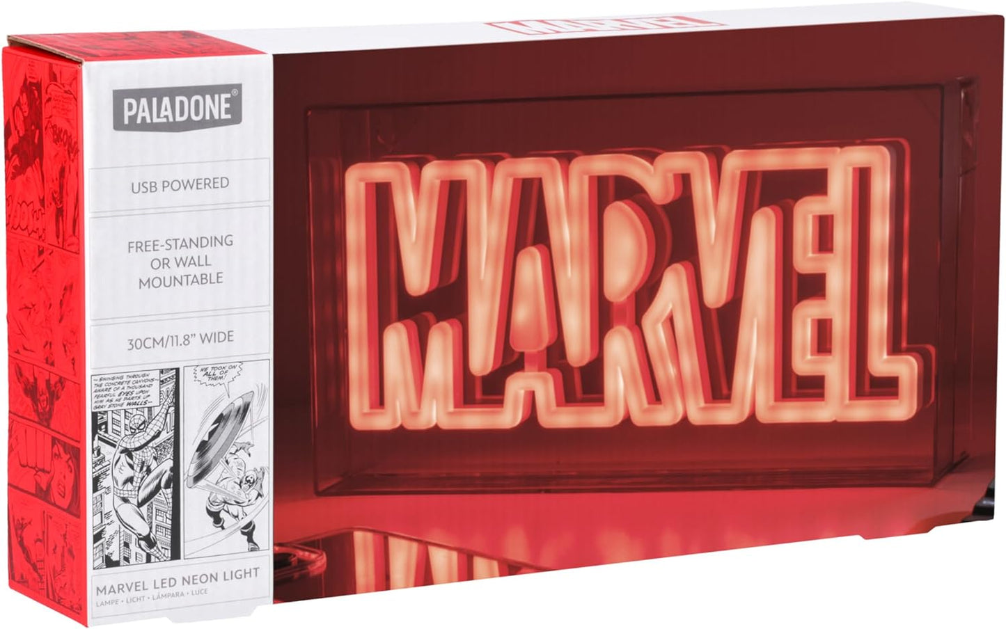 Luce Neon Marvel Insegna Ufficiale da Tavolo o a Parete, Accessorio per Stanza di Gioco & Memorabilia Cinematografica
