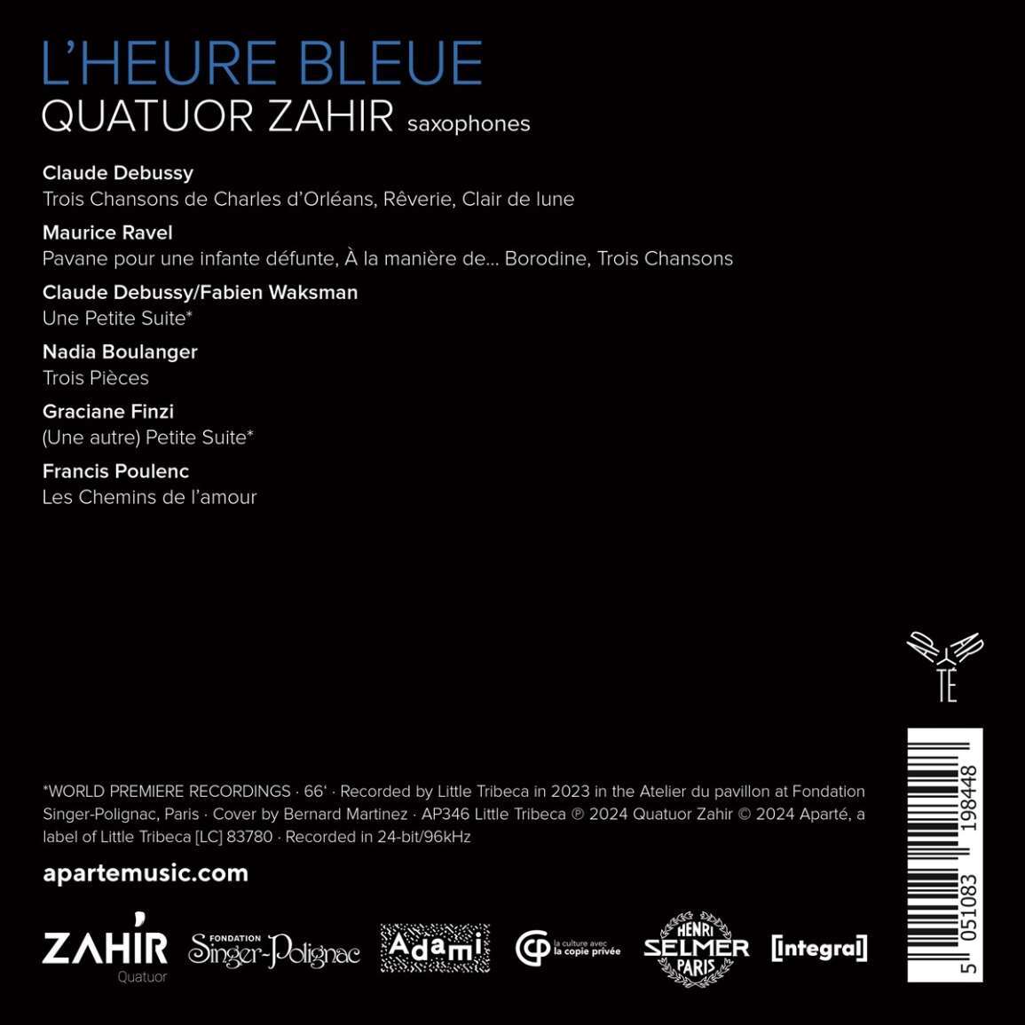 Quatuor Zahir: L'heure Bleue