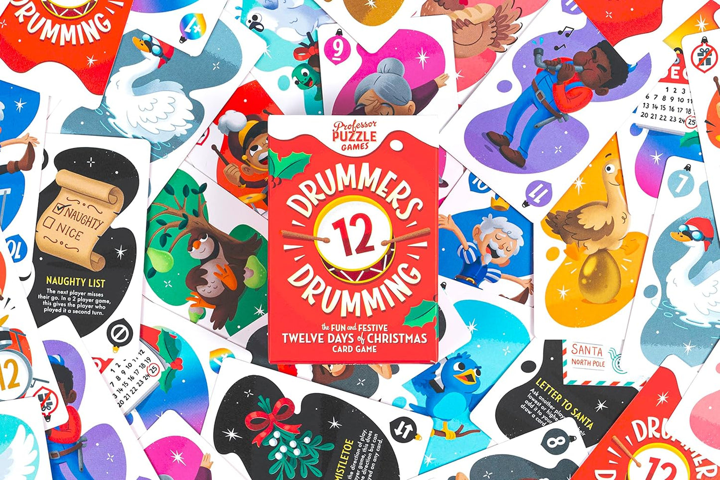 Professor Puzzle | 12 Drummers Drumming | Card Game | Ages 8+ | 2-4 Players | 15+ Minutes Playing Time