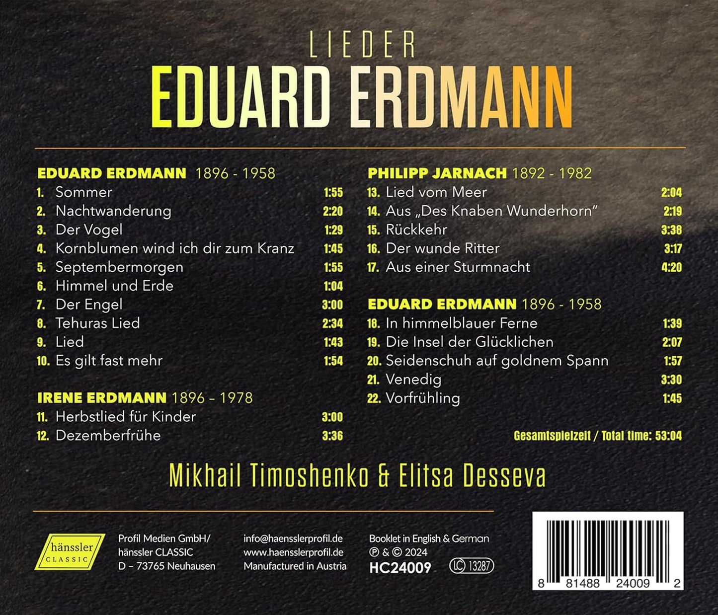 Eduard Erdmann: Lieder