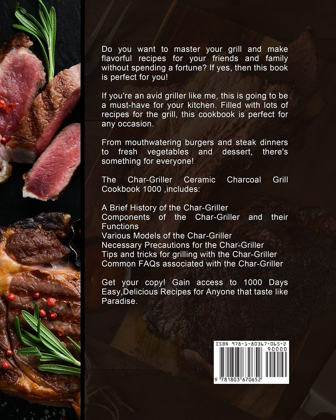 Char-Griller Ceramic Charcoal Grill Cookbook 1000: The Ultimate Guide of 1000 Days Easy,Delicious Recipes for Anyone at Any Occasion