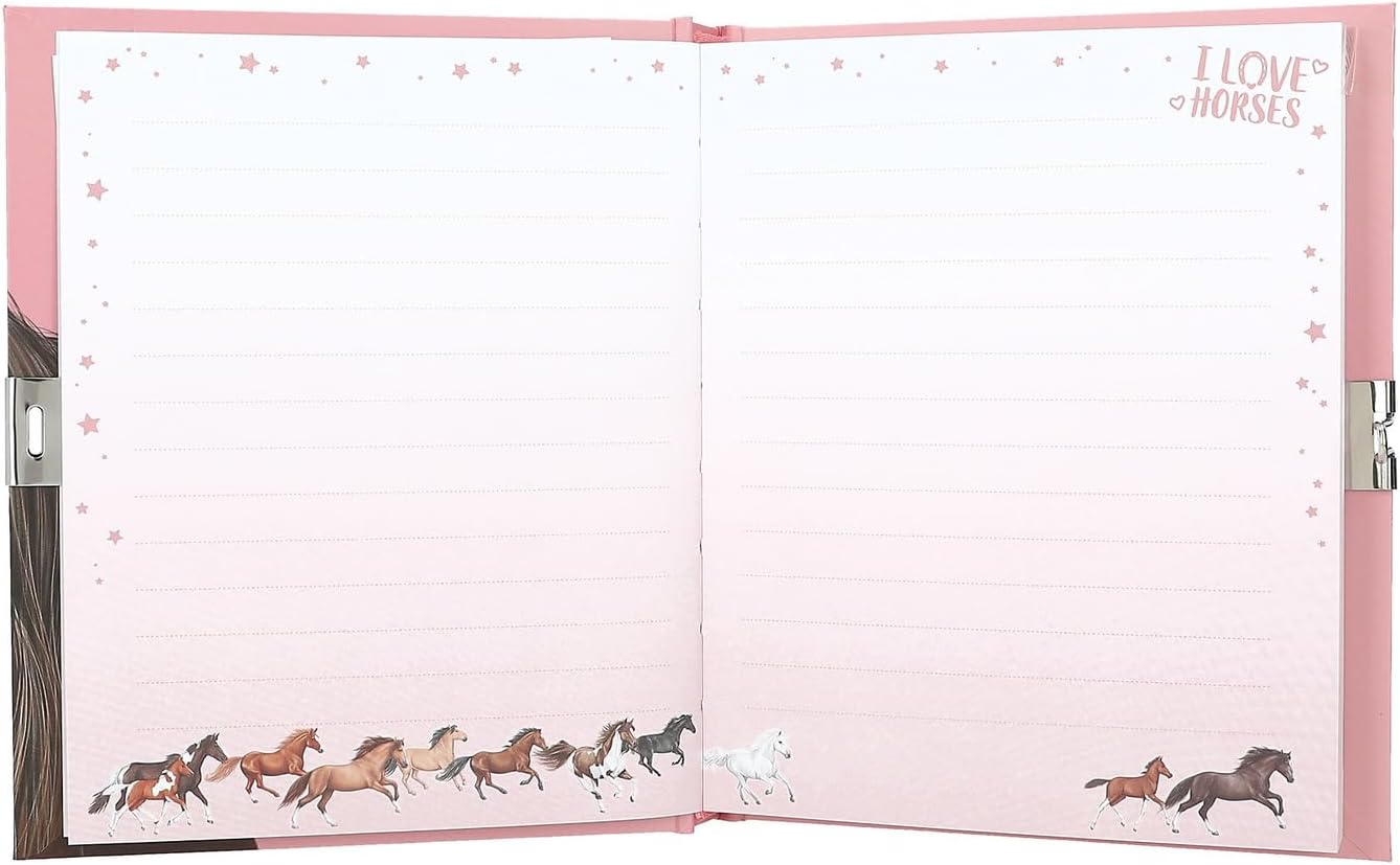 Depesche 12968 Miss Melody Horses & Castle Heart Pink Journal Book with 192 Lined Pages and Beautifully Illustrated Pages, Multi-Colour