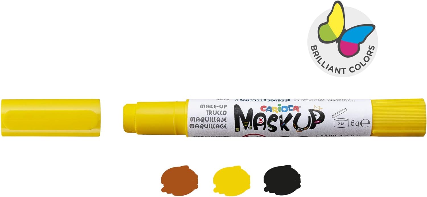 CARIOCA Mask Up Animals, Face Painting Kit for Boys and Girls, Make-up Sticks Ideal for Christmas, Halloween, Carnival and Parties - 3 Colours and 2 Tutorials - Dermatologically Tested